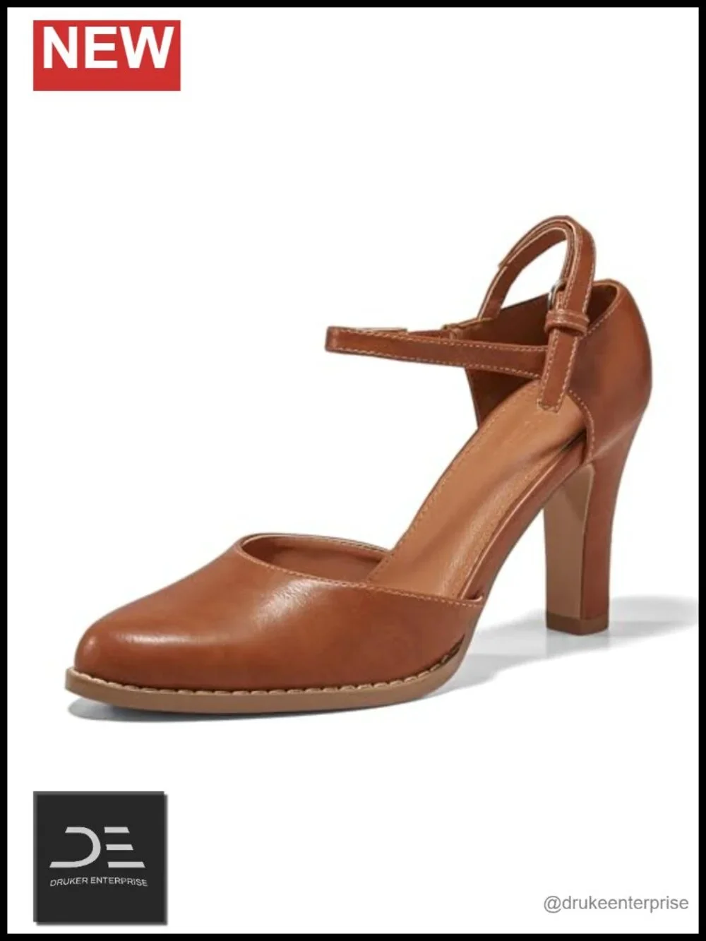 Womens Chunky High Heel Pointed Toe Ankle Strap D'Orsay Pumps Party Shoes